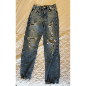 American Eagle Distressed High Rise Mom Jeans